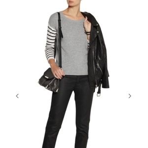 SPLENDID Cashmere Sweater with Stripe Sleeves